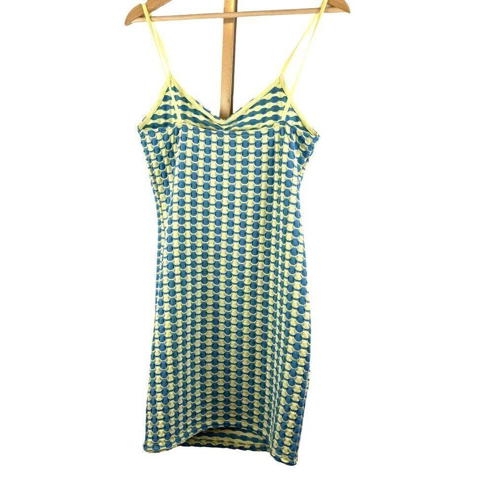 Mango MNG Spaghetti Strap Body Con Dress Sz 6 Blue/Neon Yellow EUC - Picture 7 of 9